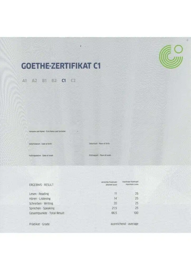 La traducción jurada del certificado Goethe 9 traducción jurada certificado Goethe