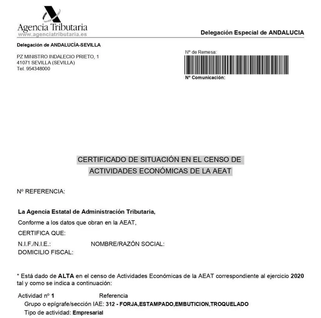 La traducción jurada del certificado de alta IAE 76 certificado actividades económicas