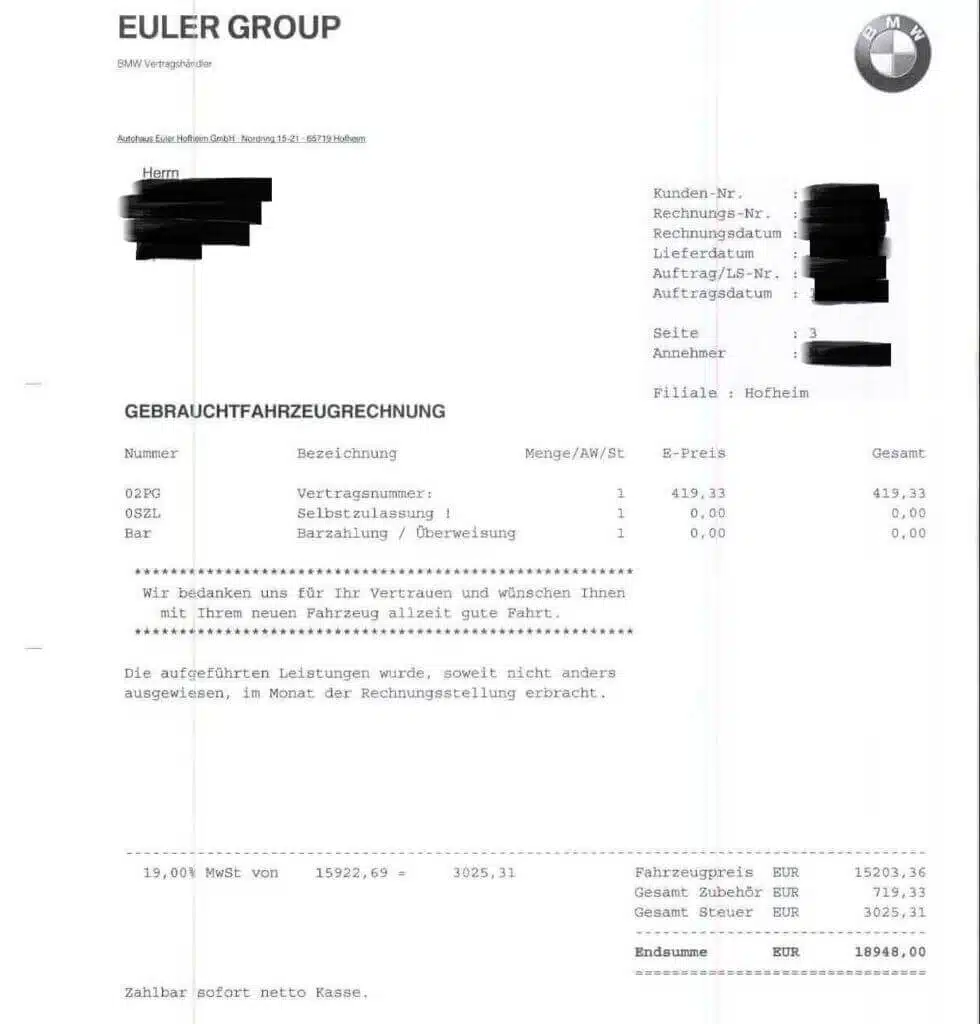 La traducción jurada de la factura de compra de un vehículo 59 factura de coche