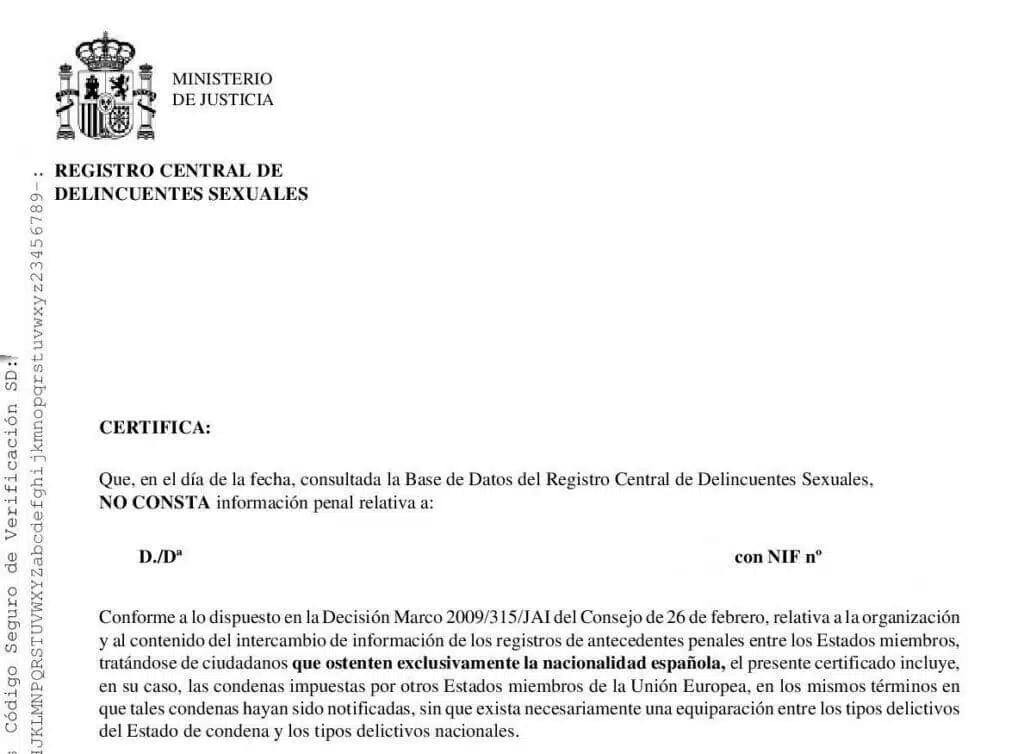 La traducción jurada del certificado de delitos sexuales 26 certificado de delitos sexuales