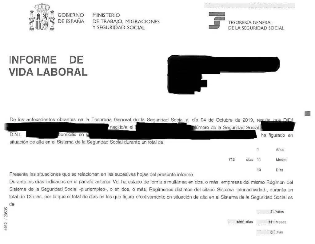 La traducción jurada del informe de vida laboral 41 informe de vida laboral
