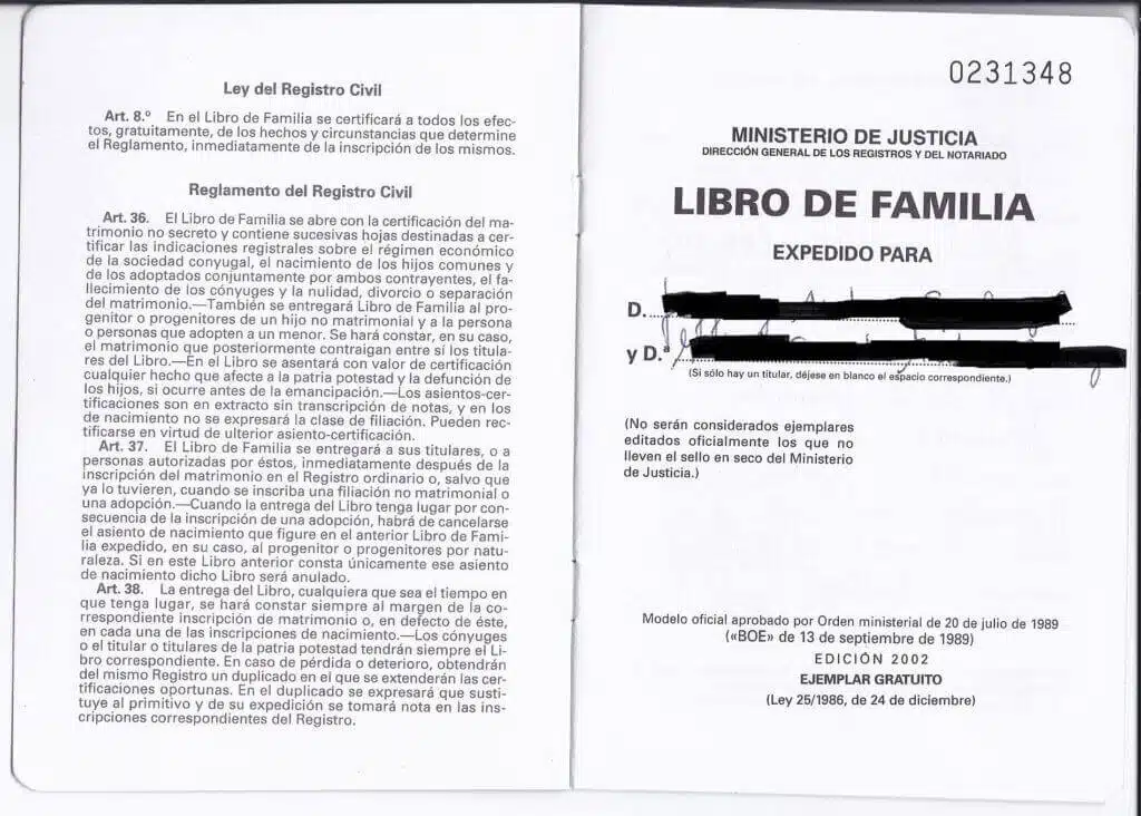 La traducción jurada del libro de familia 56 libro de familia