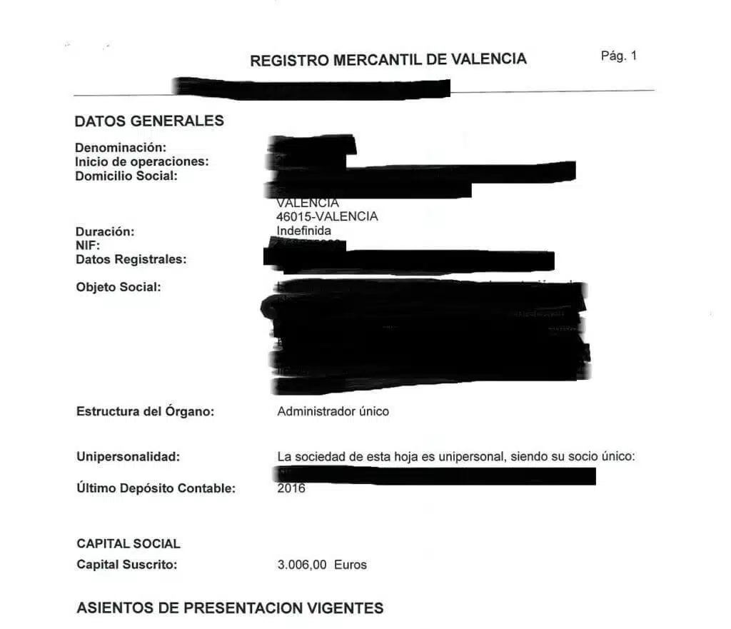 La traducción jurada de certificados del Registro Mercantil 47 nota de registro mercantil