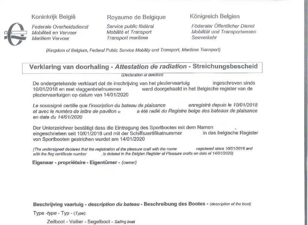 La traducción jurada del certificado de baja de bandera 51 bajada de bandera
