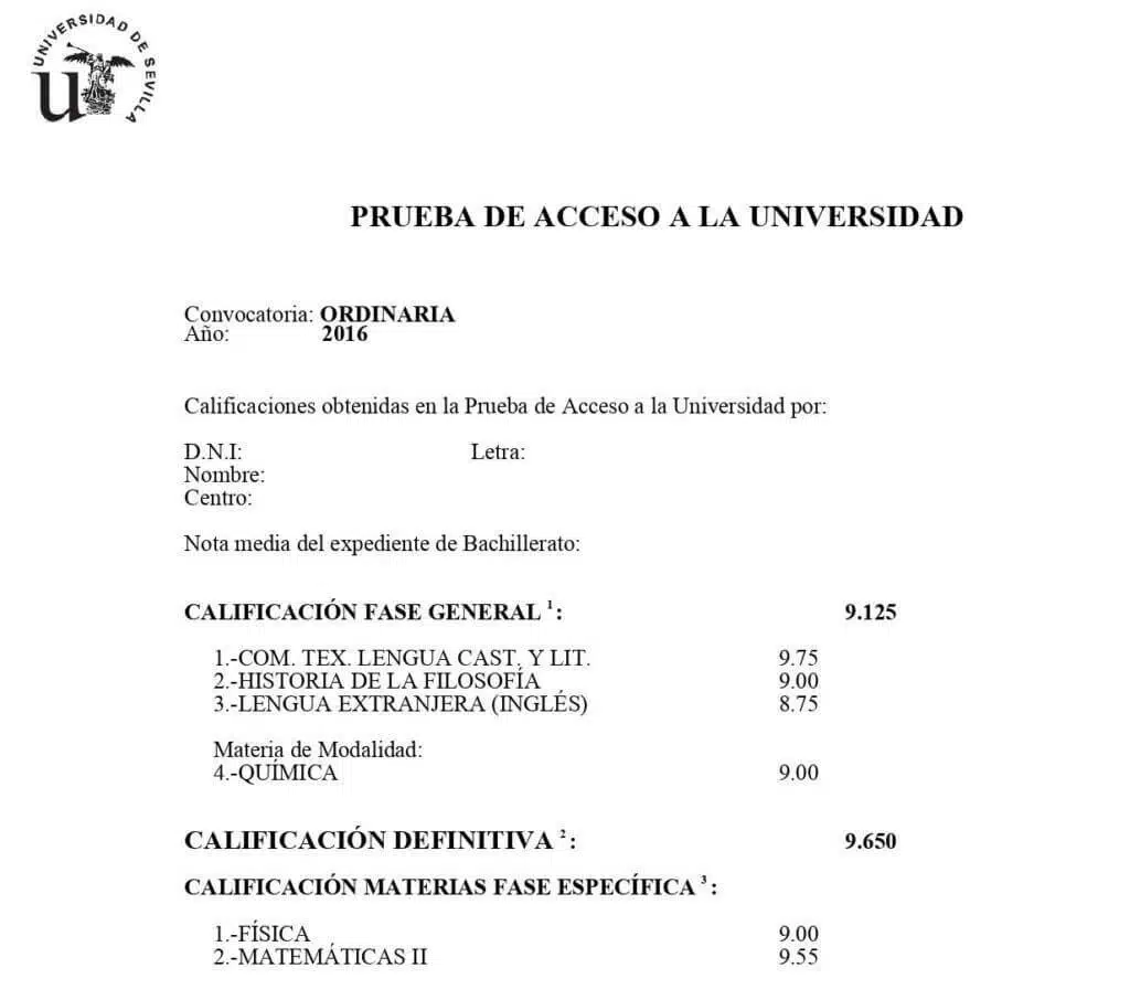 La traducción jurada del certificado de selectividad 22 certificado de selectividad