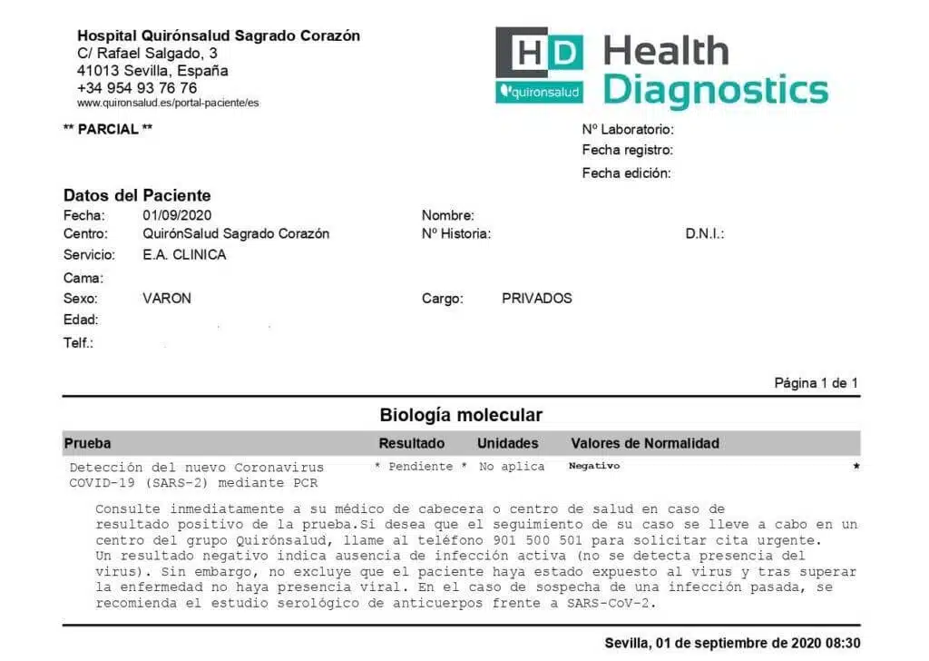 La traducción jurada de los resultados de una PCR 79 traduccion de una pcr
