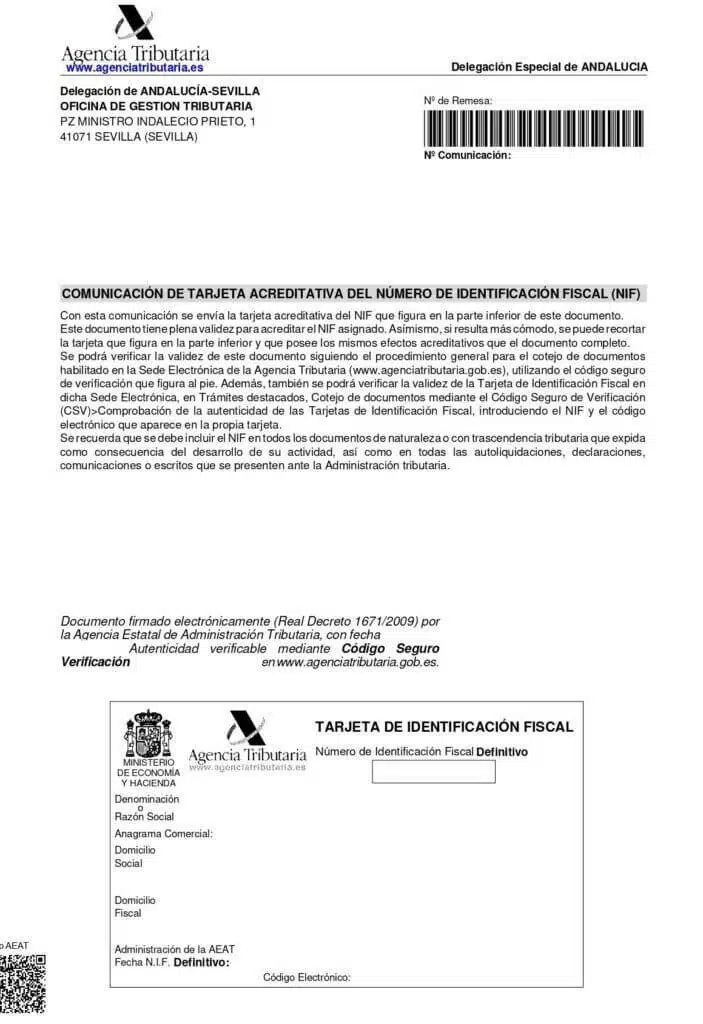 La traducción jurada de la tarjeta acreditativa del NIF 77 traduccion tarjeta cif