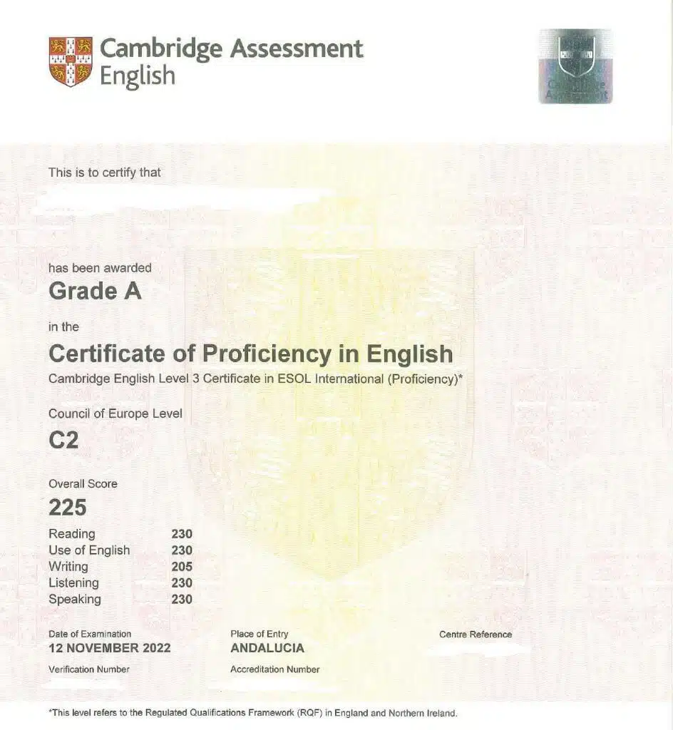 La traducción jurada de los certificados de Trinity y Cambridge 11 traducción jurada certificados trinity cambridge